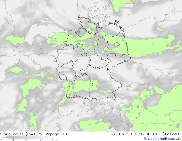 Bewolking (Laag) Arpege-eu di 07.05.2024 00 UTC