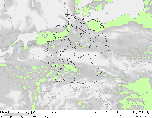 Bulutlar (düşük) Arpege-eu Sa 07.05.2024 12 UTC