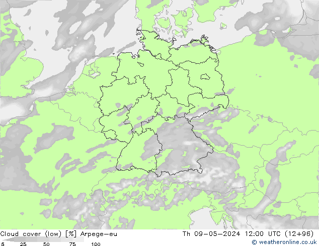 Nubi basse Arpege-eu gio 09.05.2024 12 UTC