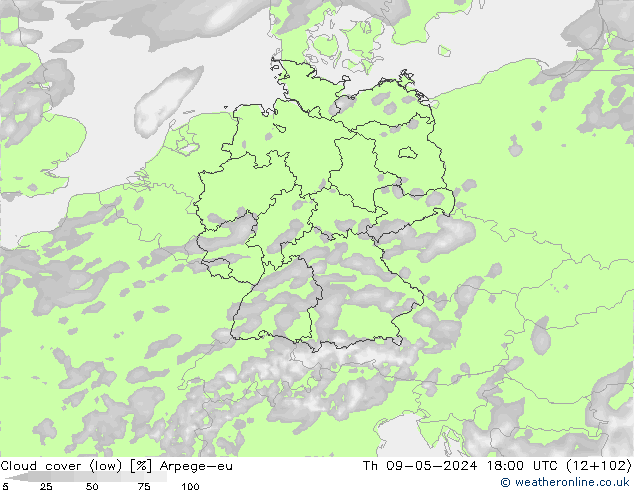 облака (низкий) Arpege-eu чт 09.05.2024 18 UTC