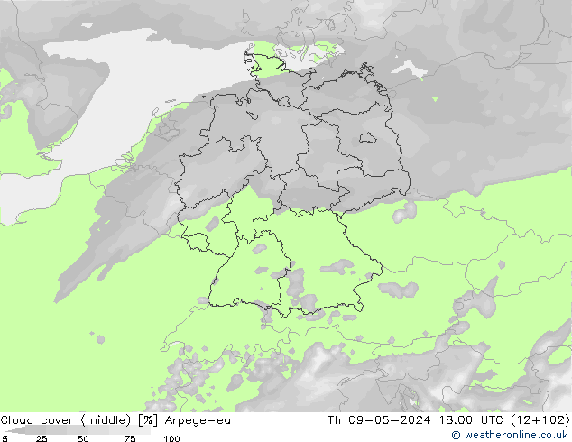облака (средний) Arpege-eu чт 09.05.2024 18 UTC