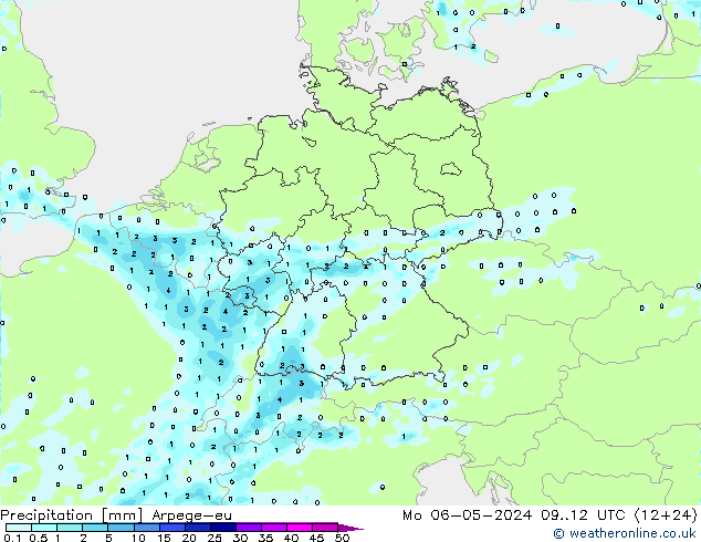 降水 Arpege-eu 星期一 06.05.2024 12 UTC