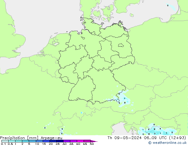 Precipitation Arpege-eu Th 09.05.2024 09 UTC
