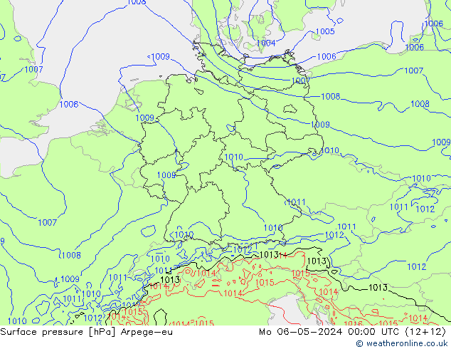 Surface pressure Arpege-eu Mo 06.05.2024 00 UTC