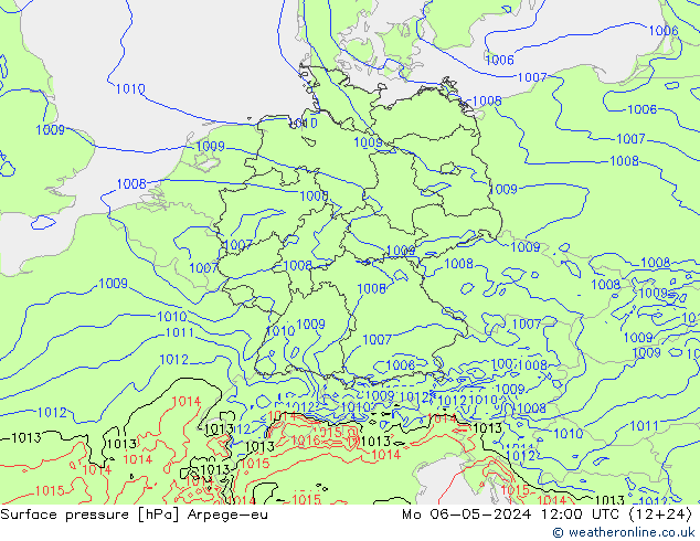 Pressione al suolo Arpege-eu lun 06.05.2024 12 UTC