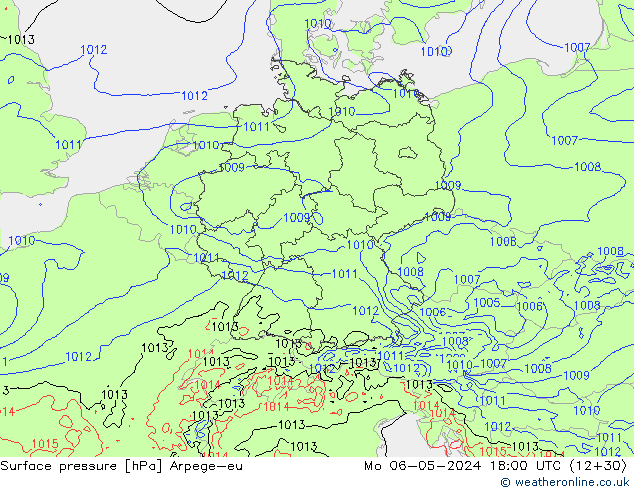 приземное давление Arpege-eu пн 06.05.2024 18 UTC