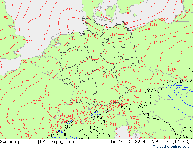 Yer basıncı Arpege-eu Sa 07.05.2024 12 UTC