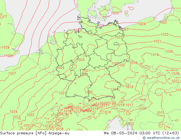Luchtdruk (Grond) Arpege-eu wo 08.05.2024 03 UTC