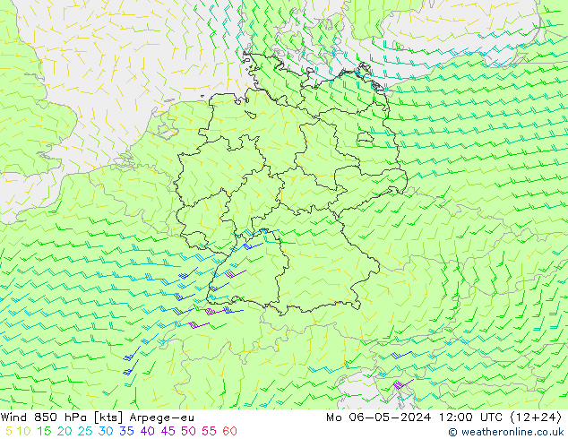 风 850 hPa Arpege-eu 星期一 06.05.2024 12 UTC