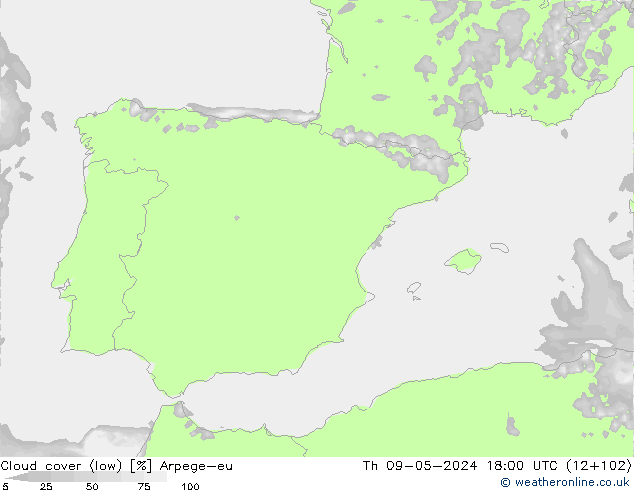 Nuages (bas) Arpege-eu jeu 09.05.2024 18 UTC