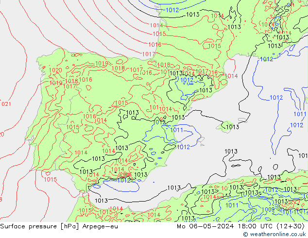 Yer basıncı Arpege-eu Pzt 06.05.2024 18 UTC