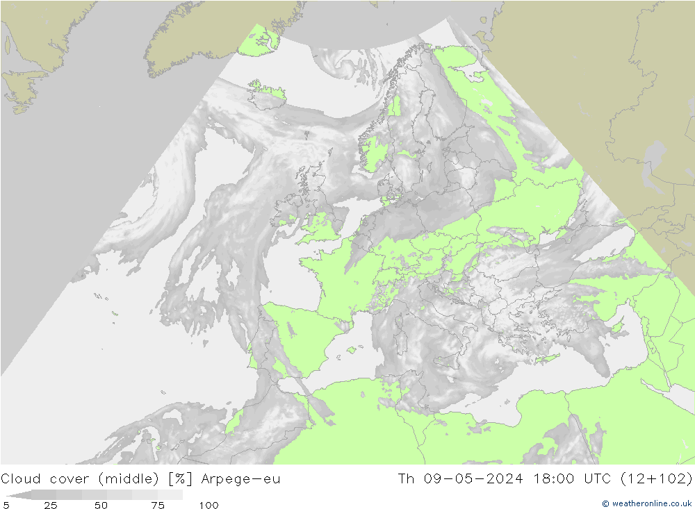 Nubi medie Arpege-eu gio 09.05.2024 18 UTC