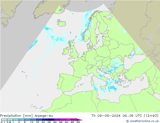 Precipitation Arpege-eu Th 09.05.2024 09 UTC