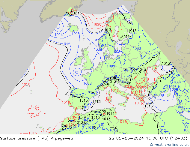 Surface pressure Arpege-eu Su 05.05.2024 15 UTC