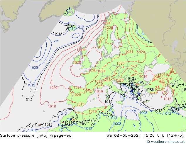pressão do solo Arpege-eu Qua 08.05.2024 15 UTC