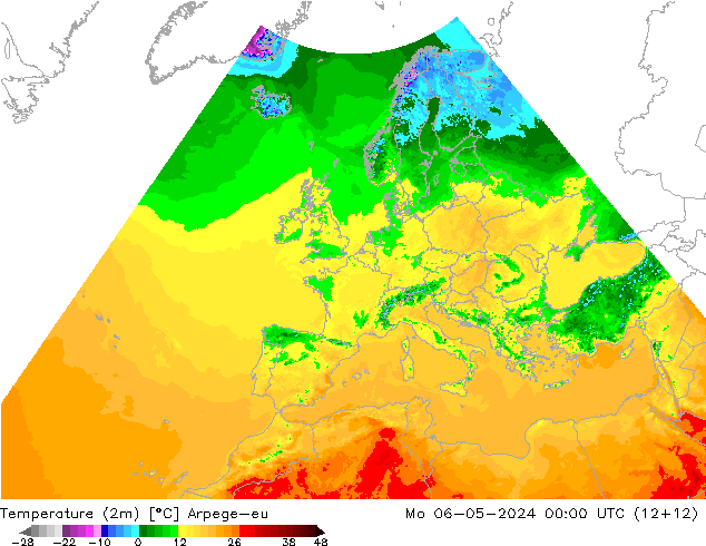 Temperature (2m) Arpege-eu Mo 06.05.2024 00 UTC