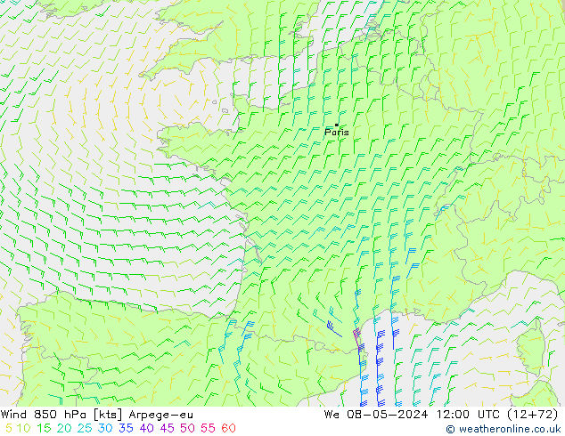  850 hPa Arpege-eu  08.05.2024 12 UTC