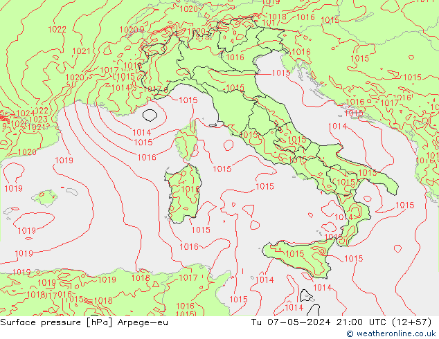Bodendruck Arpege-eu Di 07.05.2024 21 UTC