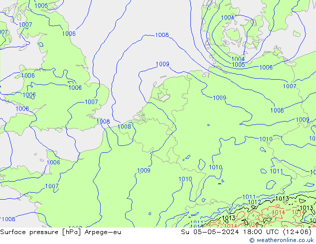 Surface pressure Arpege-eu Su 05.05.2024 18 UTC