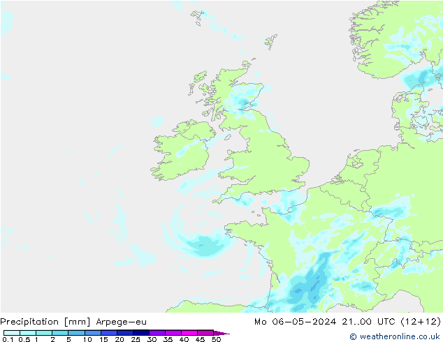 Precipitation Arpege-eu Mo 06.05.2024 00 UTC