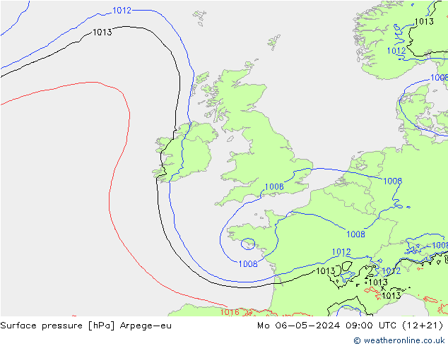 pressão do solo Arpege-eu Seg 06.05.2024 09 UTC