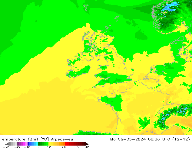 Temperatura (2m) Arpege-eu Seg 06.05.2024 00 UTC