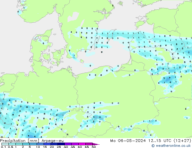 Precipitazione Arpege-eu lun 06.05.2024 15 UTC