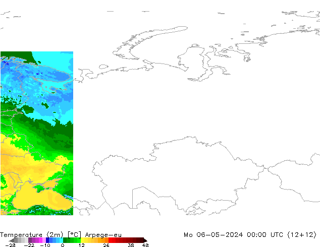 Temperatura (2m) Arpege-eu lun 06.05.2024 00 UTC