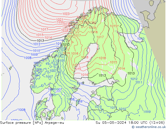 Surface pressure Arpege-eu Su 05.05.2024 18 UTC