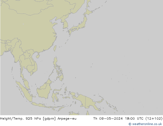 Height/Temp. 925 hPa Arpege-eu Qui 09.05.2024 18 UTC