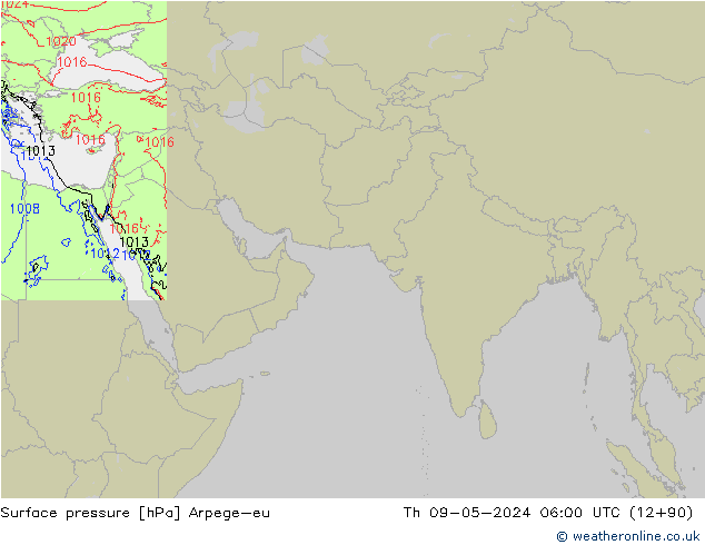 Surface pressure Arpege-eu Th 09.05.2024 06 UTC