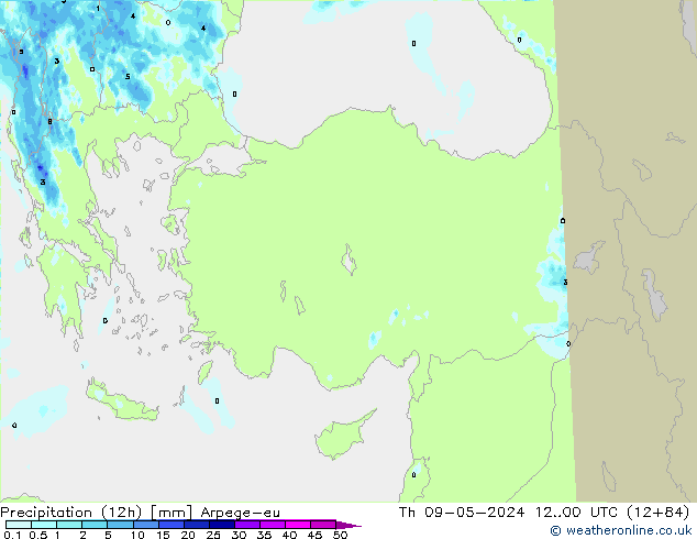 Precipitation (12h) Arpege-eu Th 09.05.2024 00 UTC