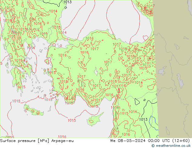 Presión superficial Arpege-eu mié 08.05.2024 00 UTC