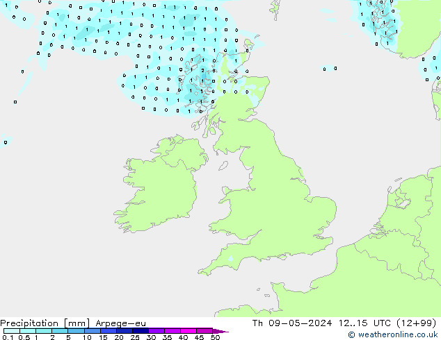 Precipitation Arpege-eu Th 09.05.2024 15 UTC