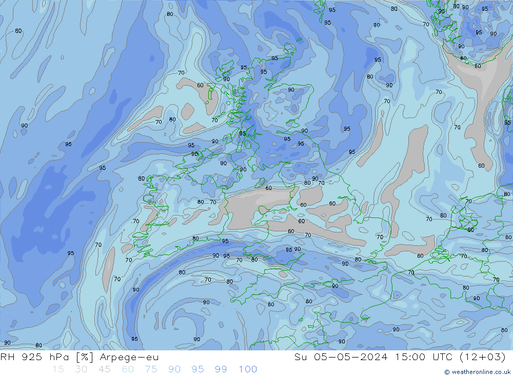 RH 925 hPa Arpege-eu  05.05.2024 15 UTC