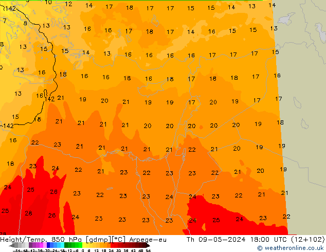 Height/Temp. 850 hPa Arpege-eu Do 09.05.2024 18 UTC