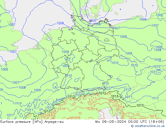 地面气压 Arpege-eu 星期一 06.05.2024 00 UTC