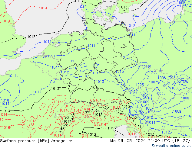 приземное давление Arpege-eu пн 06.05.2024 21 UTC