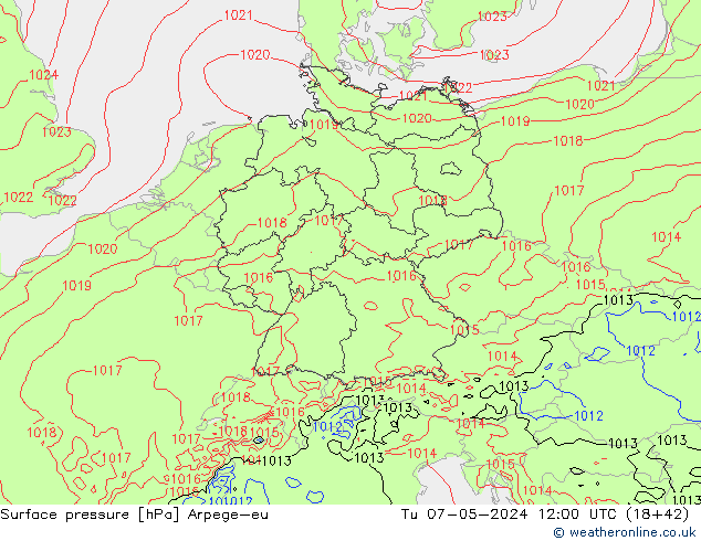 Pressione al suolo Arpege-eu mar 07.05.2024 12 UTC