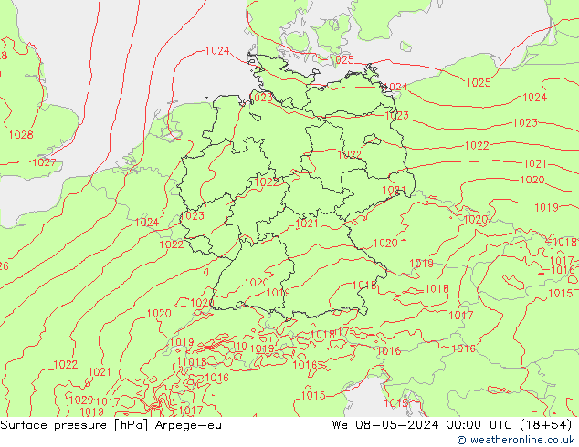 Atmosférický tlak Arpege-eu St 08.05.2024 00 UTC