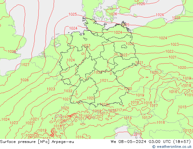 pression de l'air Arpege-eu mer 08.05.2024 03 UTC