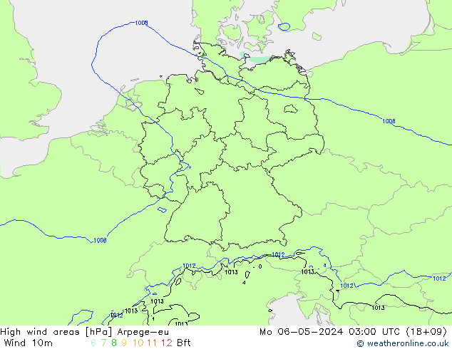 High wind areas Arpege-eu lun 06.05.2024 03 UTC