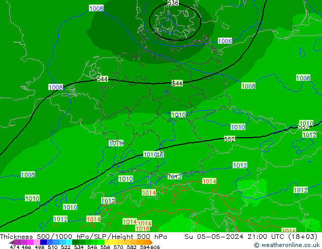 Thck 500-1000hPa Arpege-eu  05.05.2024 21 UTC