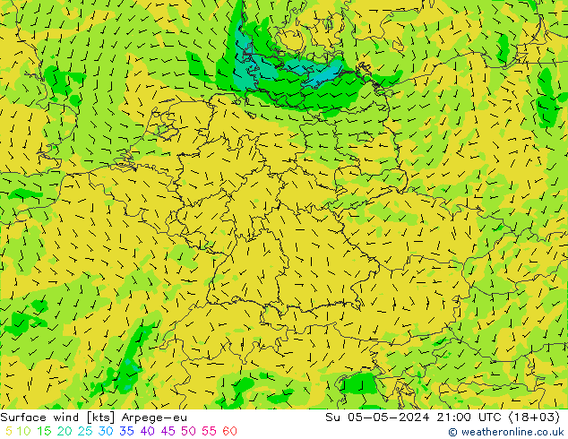 风 10 米 Arpege-eu 星期日 05.05.2024 21 UTC