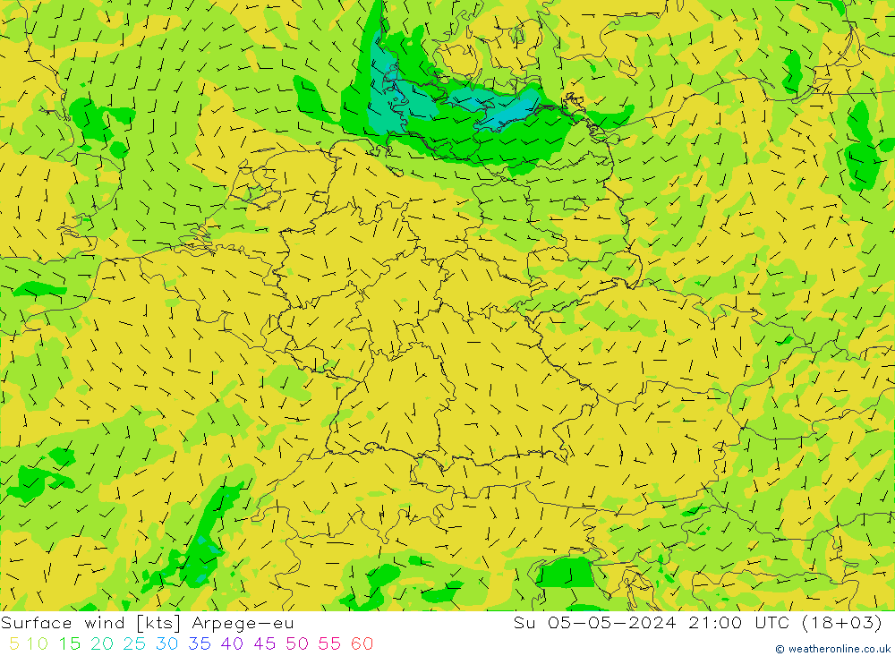 风 10 米 Arpege-eu 星期日 05.05.2024 21 UTC