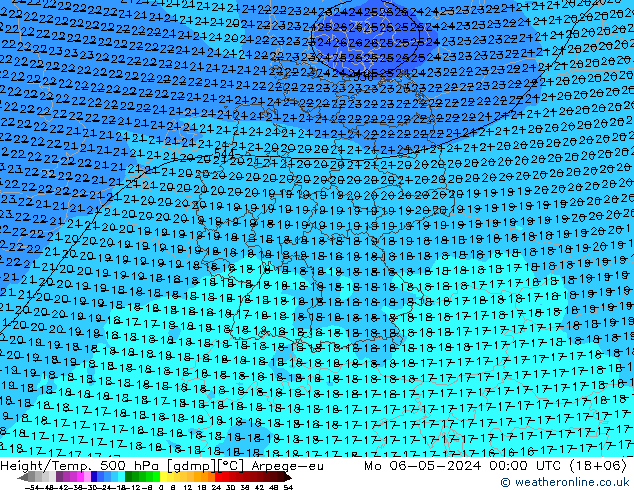Height/Temp. 500 hPa Arpege-eu 星期一 06.05.2024 00 UTC