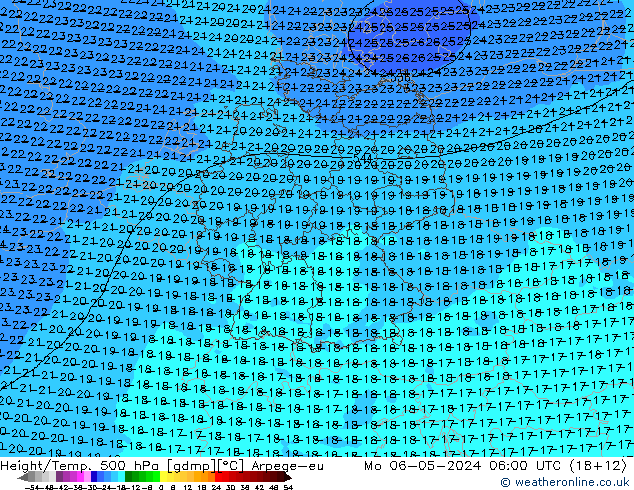 Height/Temp. 500 hPa Arpege-eu Mo 06.05.2024 06 UTC