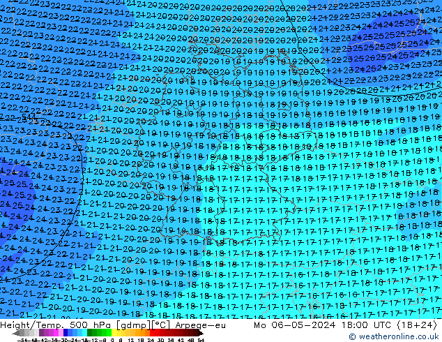 Geop./Temp. 500 hPa Arpege-eu lun 06.05.2024 18 UTC