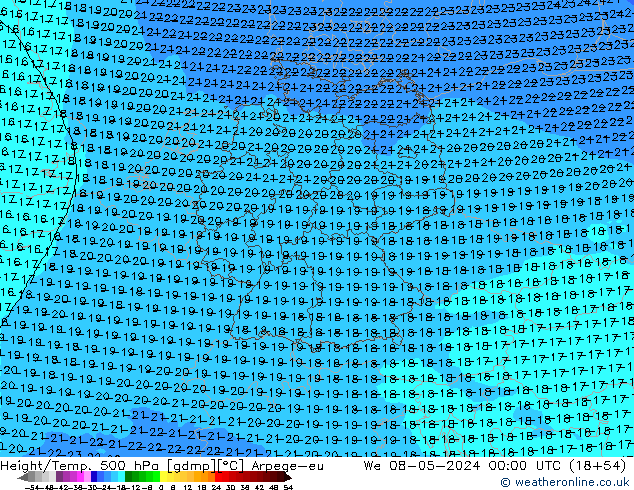Yükseklik/Sıc. 500 hPa Arpege-eu Çar 08.05.2024 00 UTC