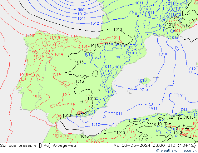 Pressione al suolo Arpege-eu lun 06.05.2024 06 UTC